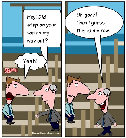 Funny Cartoon About stepping on someones toe